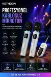 Kablosuz Karaoke Çift Mikrofon 6.5 mm Sahne Parti Düğün Aktivite Amfi Hoparlör-3
