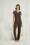 Kısa Kollu Ve Dantelli V Yaka Pijama Takımı-4