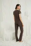 Kısa Kollu Ve Dantelli V Yaka Pijama Takımı-6