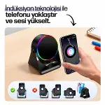 SOUNDPAD 5IN1 - 5W - 2000mAh TEMAS İLE SES YÜKSELTME - TELEFON STAND - USB-C ŞARJ SİYAH İNDİKSİYON SES YÜKSELTİCİ BLUETOOTH HOPARLÖR SPEAKER EKD-S10 (4745)-3