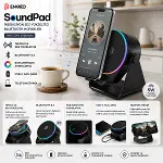 SOUNDPAD 5IN1 - 5W - 2000mAh TEMAS İLE SES YÜKSELTME - TELEFON STAND - USB-C ŞARJ SİYAH İNDİKSİYON SES YÜKSELTİCİ BLUETOOTH HOPARLÖR SPEAKER EKD-S10 (4745)-5