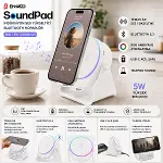 SOUNDPAD 5IN1 - 5W - 2000mAh TEMAS İLE SES YÜKSELTME - TELEFON STAND - USB-C ŞARJ BEYAZ İNDİKSİYON SES YÜKSELTİCİ BLUETOOTH HOPARLÖR SPEAKER EKD-S11 (4745)-5