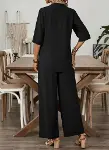 Kadın Kısa Kollu V Yakalı Aerobin Bluz Ve Pantolon Ikili Takım-4