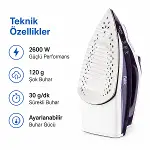 SPRING BUHARLI ÜTÜ SERAMİK TABAN 2600W BUHAR 30-120GR (4745)-3