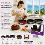 3 PARÇA  YUVARLAK - RENKLİ KELEPÇELİ METAL KEK KALIP 24-26-28CM (4745)-4