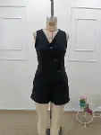 Kadın Askılı önü Düğmeli Asimetrik Detaylı Bluz Ve Astarlı Short Ikili Takım-6