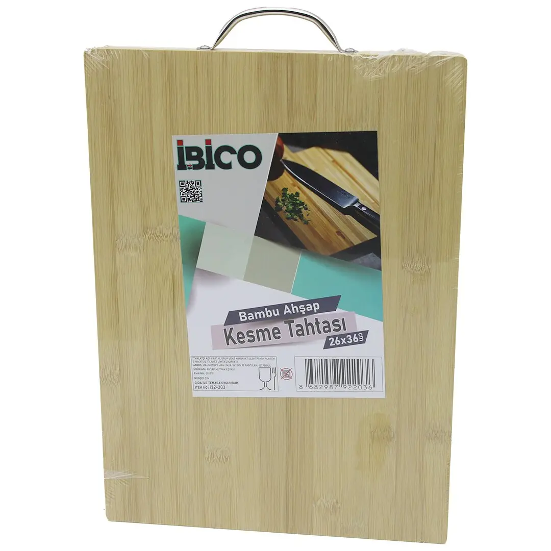 26X36 X 1.7CM LUX AHŞAP BAMBU KESİM PANOSU - KESME TAHTASI METAL KULPLU (4745)