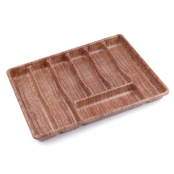 BÜYÜK - AHŞAP RENK - 7 BÖLMELİ ÇEKMECE İÇİ KAŞIKLIK 50X37CM (4745)