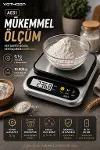 Dijital Mutfak ve Kahve Tartısı Hassas Gram Terazisi Paslanmaz Çelik LCD Ekran Çoklu Ölçüm g/oz 10 KG Kapasite-1
