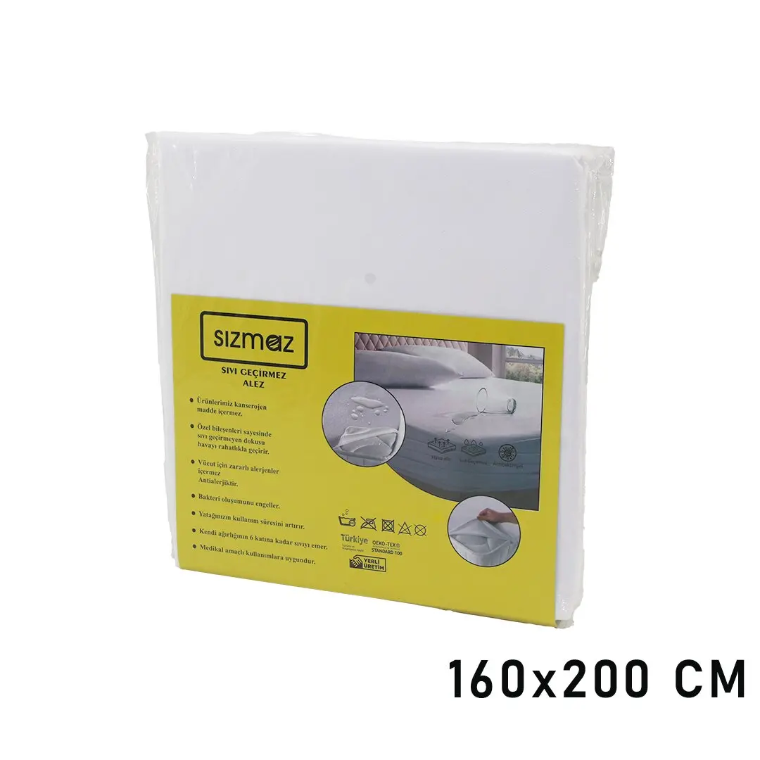 ÇİFT KİŞİLİK YATAK KORUYUCU SIVI GEÇİRMEZ ALEZ 160X200CM HAVA ALIR ANTİBAKTERİYEL ANTİALERJİK (4745)