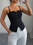 Kadın Askılı önü Düğmeli Atlas Bluz-2