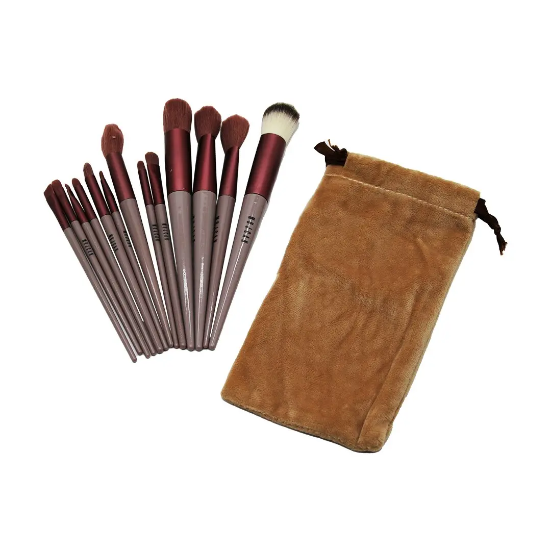 13PCS EFLATUN KADİFE TORBALI MAKYAJ FIRÇA SET (4745)