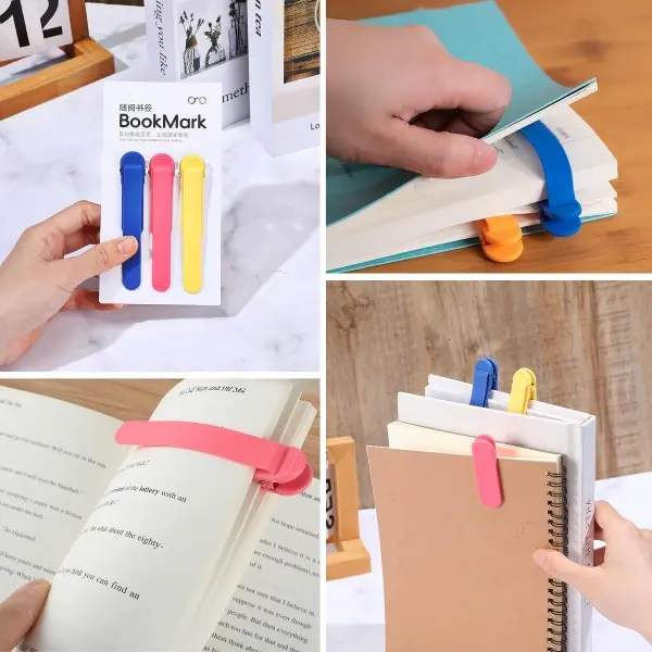 3’lü Otomatik Kitap Ayıracı – Akıllı Silikon Yer İmi Klips Seti, Okuma Severler İçin Pratik Kitap Aksesuarı (4745)