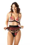 Nakış Detaylı Sütyen Tanga String Takımı-1