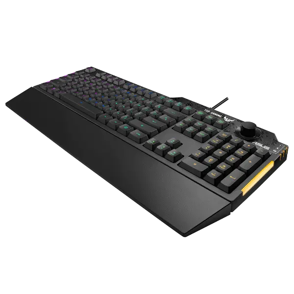 TUF GAMING K1 RGB MECH BRANE TURKCE OYUNCU KLAVYESI OZEL SES DUGMESI YAN ISIK CUBUGU ARMOURY CREATE OZELLIKLI SUYA VE TOZA DAYANIKLI