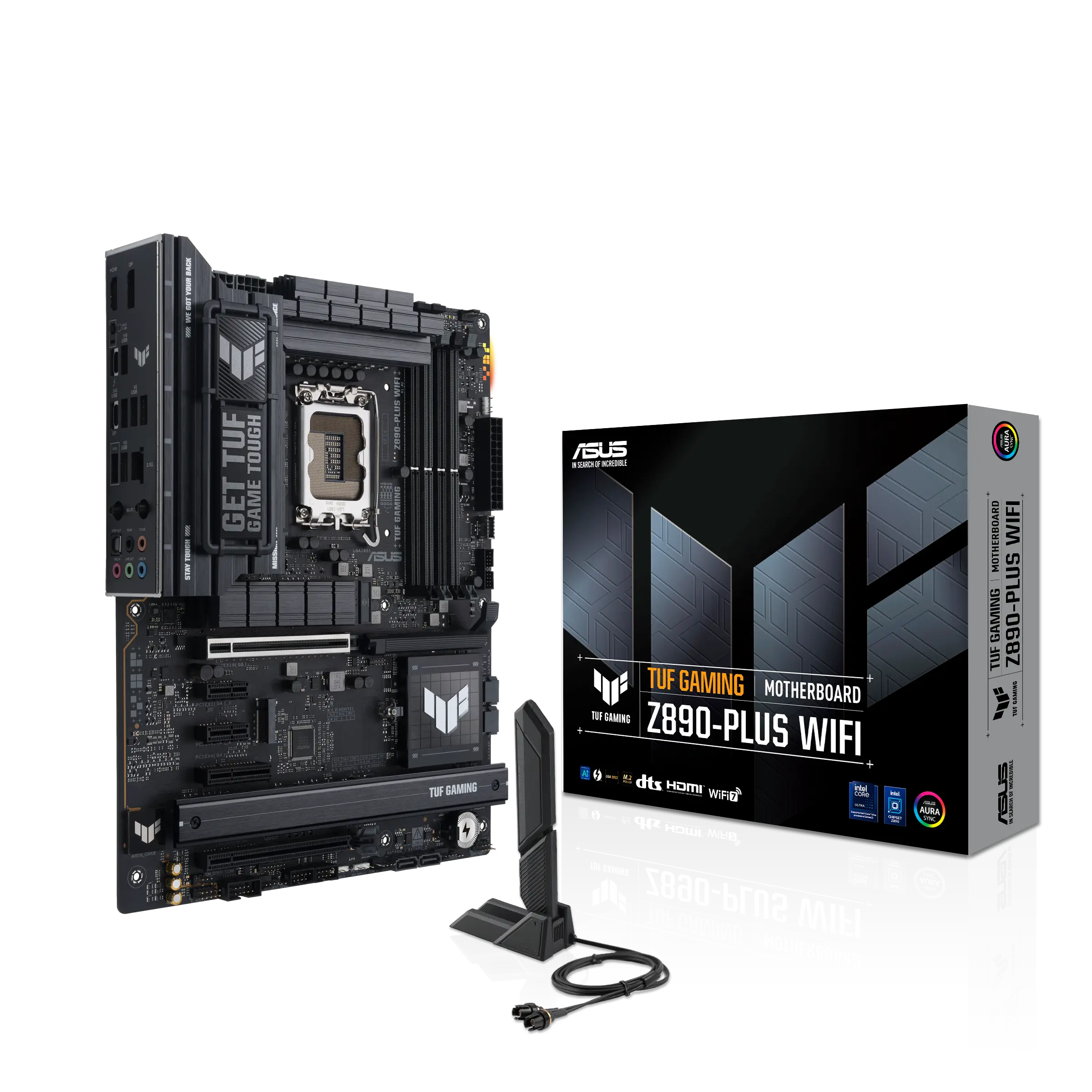 TUF GAMING Z890-PLUS WIFI, 9066MHz OC, 4xDDR5 4x M.2, HDMI, DP, Type-C, Wi-Fi 7, Bluetooth 5.4, Intel Core Ultra CPU(Seri 2), LGA1851 Soket, Gaming Anakart