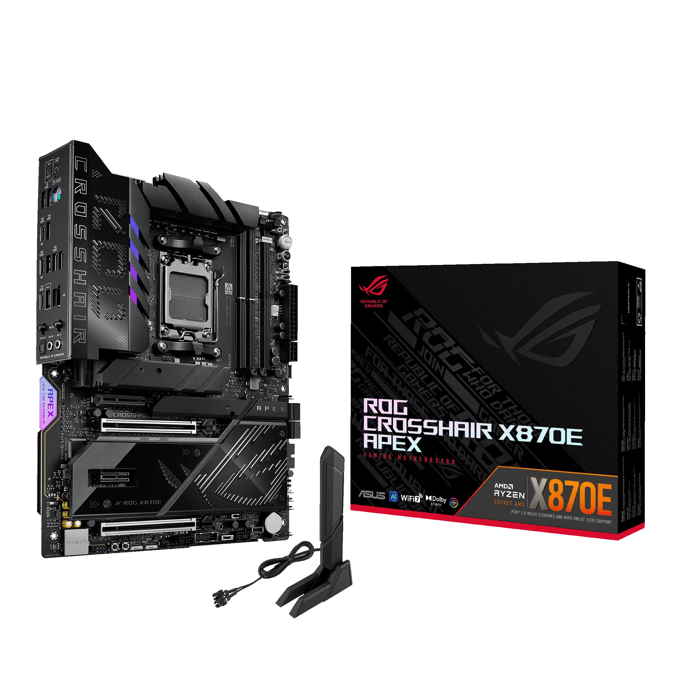 ROG CROSSHAIR X870E APEX, 2xDDR5, 5xM.2, 2xDP, Type-C, PCIe 5.0, 2xWi-Fi 7, Bluetooth v5.4, AM5 Soket GAMING Anakart