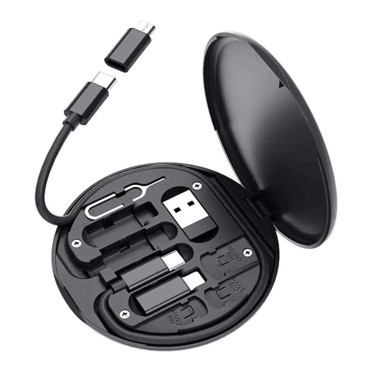60w Destekli Kablo Kutusu Seyahat Kablo Seti 5'i 1 arada USB Type-C Şarj Kablosu Seti (4745)