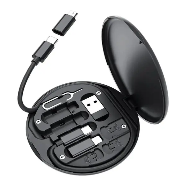 60w Destekli Kablo Kutusu Seyahat Kablo Seti 5'i 1 arada USB Type-C Şarj Kablosu Seti (4745)