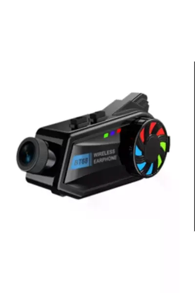 Bt68 Motosiklet Kask Bluetooth Kulaklık 1080p Kamera Ses Kontrolü Video Kayıt Özellikli intercom