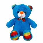 2962 Oturan Kurdeleli Renkli Peluş Ayı 30 cm -Sunman-3