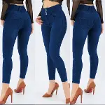 Yüksek Bel Likralı Jean Pantolon 90 Cm-1