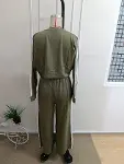 Kadın Uzun Kollu Bisiklet Yakalı Kısa Viskon Ikı Iplik Bluz Ve Pantolon Ikili Takım-5