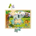 S01002909 WOODEN PUZZLE VEHICLES ANMALS 5 PCS 2 AST-1