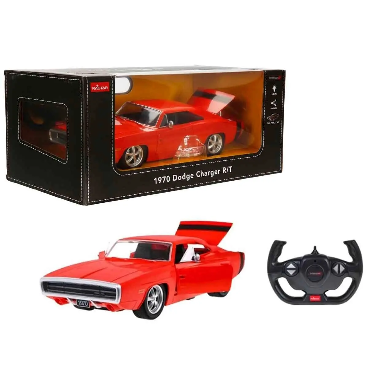 1099000 SUN-RAS-RC ARABA 1 16 1970 DODGE CHARGER RT FF SESLİ IŞIKLI 2 4GHZ