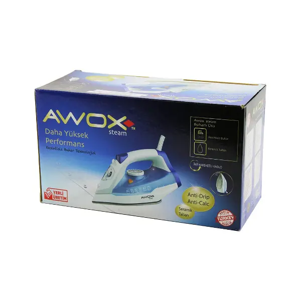 AWOX STEAM-1716 BUHARLI ÜTÜ SERAMİK TABAN 2600W 360 DERECE DÖNEBİLEN KABLO - 490ML ŞEFFAF SU TANKI (4745)
