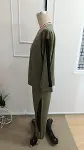 Kadın Uzun Kollu Bisiklet Yakalı File Tül Detaylı Viskon Iki Iplik Bluz Ve Pantolon Ikili Takım-6