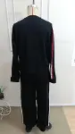 Kadın Uzun Kollu Bisiklet Yakalı şerit Detaylı Viskon Iki Iplik Bluzu Ve Pantolon Ikili Takım-6