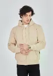 Unisex Tam Fermuarlı Kapşonlu&nbsp; SweatShirt - Bej-3