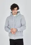 Unisex Tam Fermuarlı Kapşonlu&nbsp; SweatShirt - Gri-2