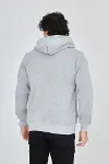 Unisex Tam Fermuarlı Kapşonlu&nbsp; SweatShirt - Gri-3