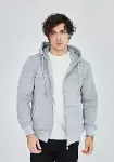 Unisex Tam Fermuarlı Kapşonlu&nbsp; SweatShirt - Gri-1