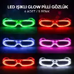 LED Işıklı Glow Pilli Parti Gözlüğü - Glow Efektli 6 Adet 5 Renk-1