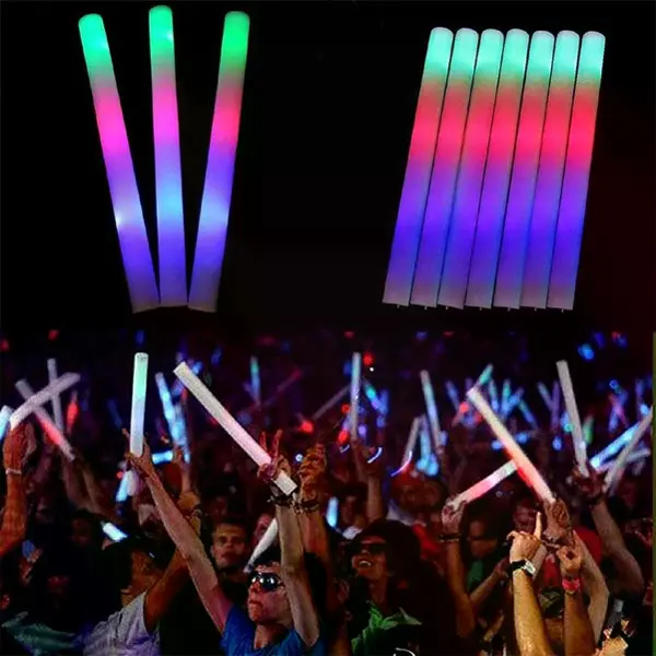 Led Işıklı Rengarenk Sünger Parti Çubuk Işıklı Kauçuk Sopa 46 cm