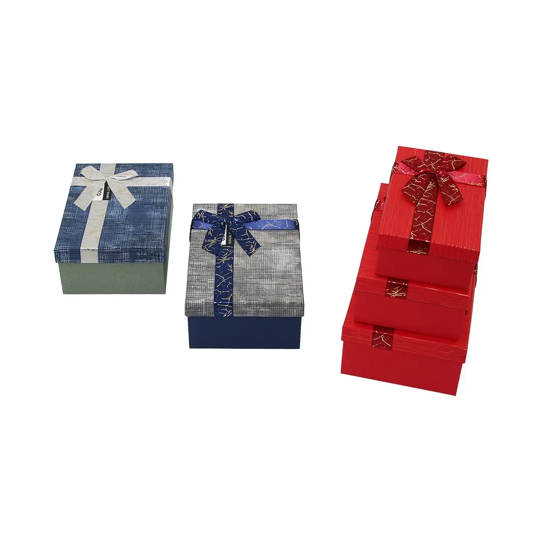 3PCS D.DÖRTGEN ÇİZGİLİ MİX RENKLİ KARTON HEDİYE KUTUSU KURDELALI 22.5X15.5-20.5X13.5-18.5X11.5CM (4745)