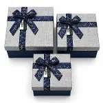 3PCS D.DÖRTGEN ÇİZGİLİ MİX RENKLİ KARTON HEDİYE KUTUSU KURDELALI 22.5X15.5-20.5X13.5-18.5X11.5CM (4745)-3