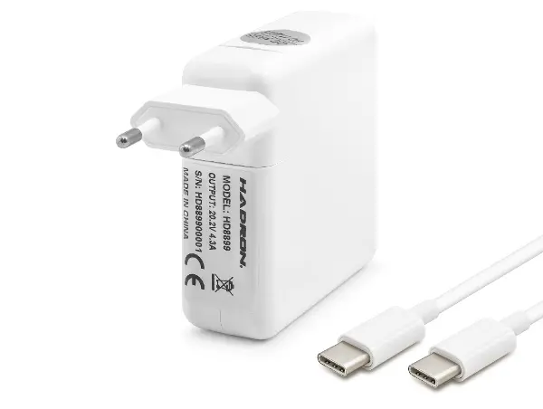 Laptop Adaptörü 85W 20.2V 4.3A Type-c Macbook Dell Asus Beyaz HD8899