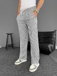 Su Yolu Çizgili Cepli Pantalon - Gri-2