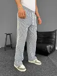 Su Yolu Çizgili Cepli Pantalon - Gri-3