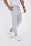 Unisex Kışlık Üç İplik Lastikli Eşofman Pantolon - Gri-2