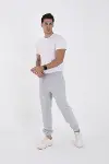 Unisex Kışlık Üç İplik Lastikli Eşofman Pantolon - Gri-4