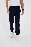 Unisex Kışlık Üç İplik Lastikli Eşofman Pantolon - Lacivert-2