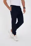 Unisex Kışlık Üç İplik Lastikli Eşofman Pantolon - Lacivert-1