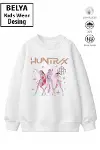 Trend Çocuk Kız Model Tam Kalıp Oversize Hun Tasarım 2 İplik Pamuğa Pamuk Kumaş Sweatshirt 2-1