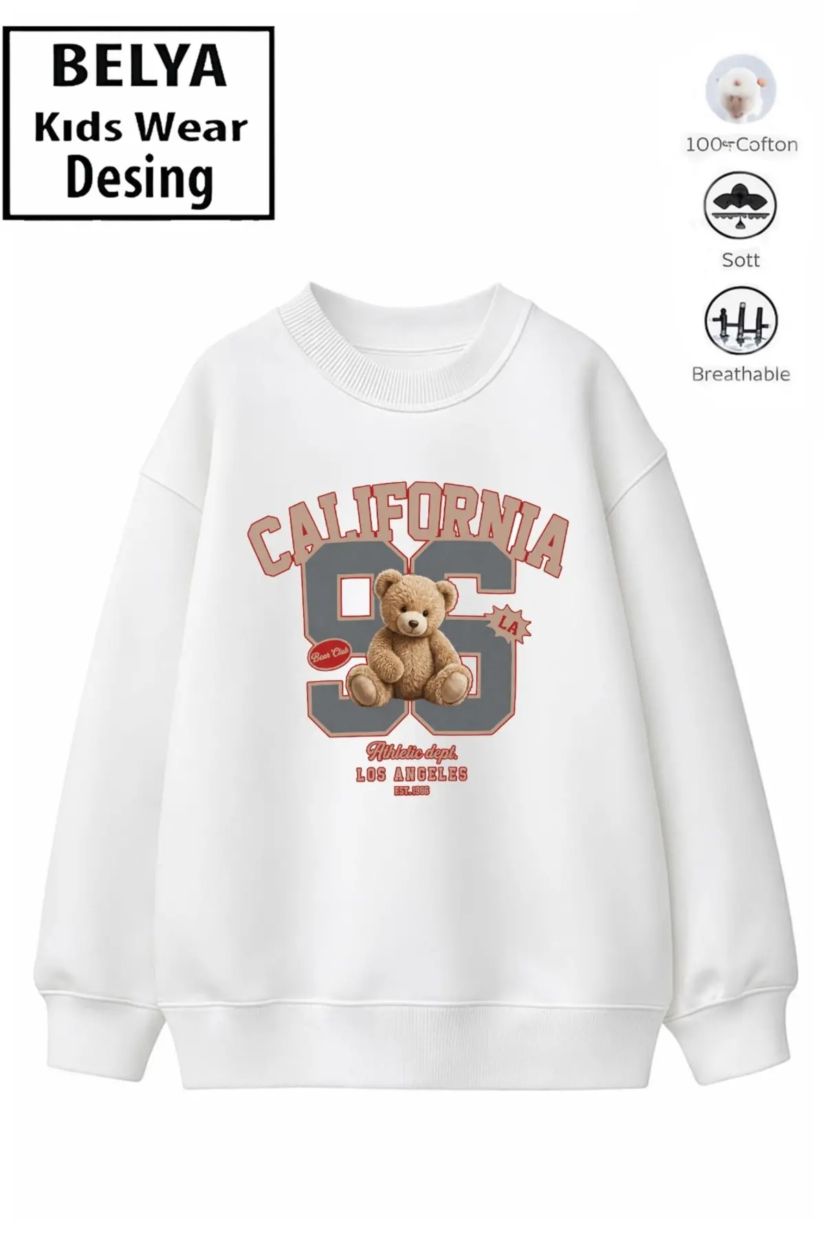 Trend Çocuk Unisex Model Tam Kalıp Oversize 96Tasarım 2 İplik Pamuğa Pamuk Kumaş Sweatshirt 4