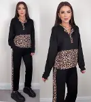 Kadın Uzun Kollu Leopar Detay Sweat Ve Yanı Leopar şerit Detay Pantolon Ikili Takım-10